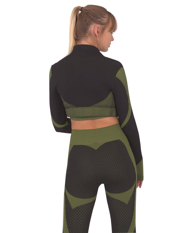 Trois Seamless Sports Jacket - Black With Green