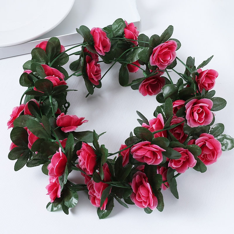 Rose artificial silk flowers garland backdrop decor garden arch plant vine