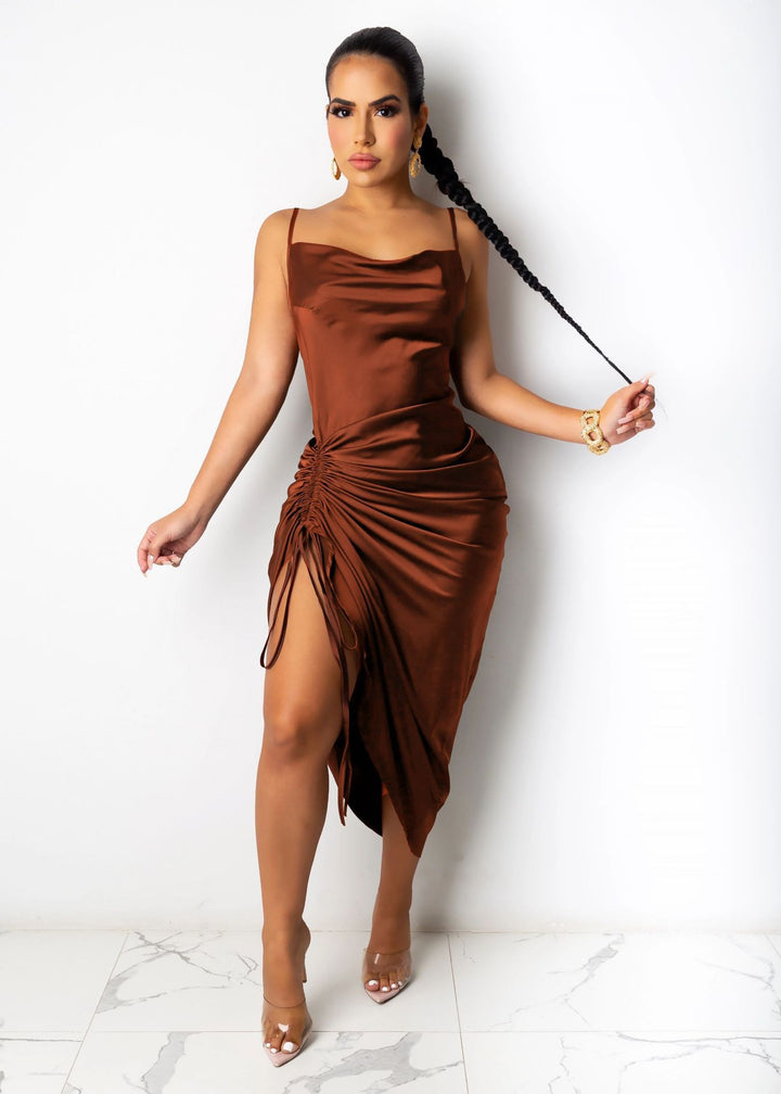 New arrival satin night club party wrinkle maxi dress for woman