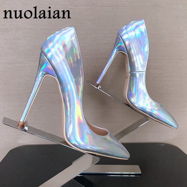 Women Patent Leather High Heel Shoes Lady Dress Pointed Toe High Heels Woman Platform Pumps Thin Heels Shoe Ladies Pump Boot