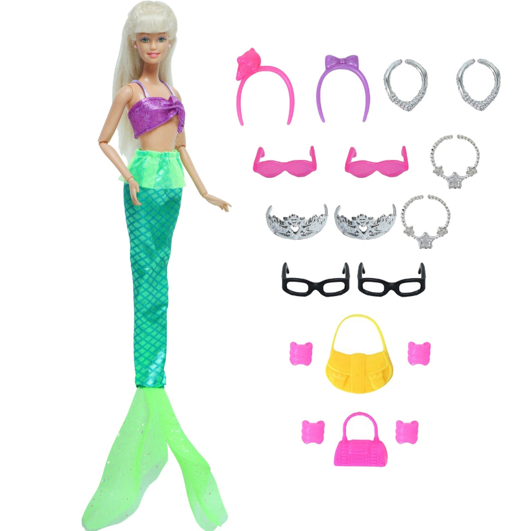 14 pcs barbie doll dresses accessories Apparel & Accessories > Shoes handbag glasses clothes toys