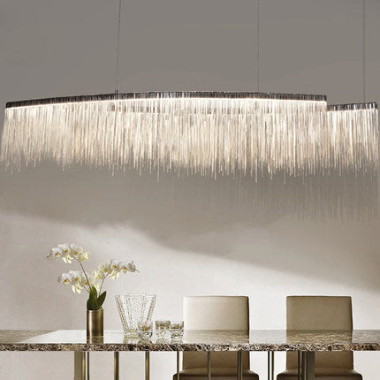 Modern Light Luxury Lamp Bar Rose Gold Dimmable Tassel Restaurant Chandelier