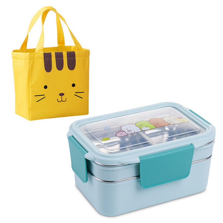 Cartoon lunch box stainless steel double layer food container for kids