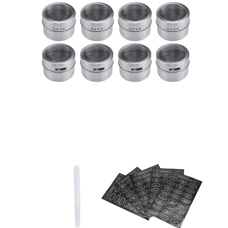 Magnetic spice jars set with spice labels and chalkboard pen stainless steel