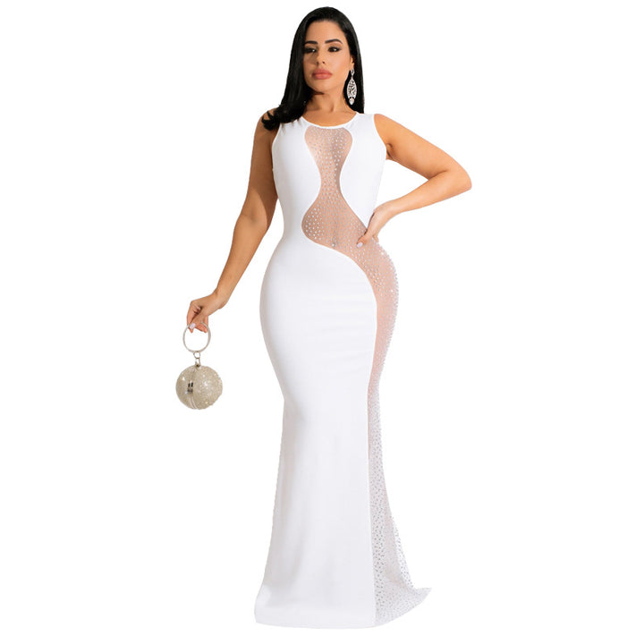 European fashion diamond maxi dresses party wear for women