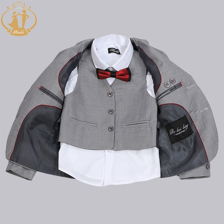 Nimble Boys Formal Suit Three Pieces Hot Sale Classical Kids Winter Wear Flat Single Breasted Baby Boy Clothes Formal Boys 2021