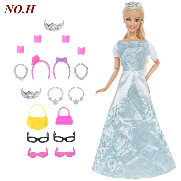 14 pcs barbie doll dresses accessories Apparel & Accessories > Shoes handbag glasses clothes toys