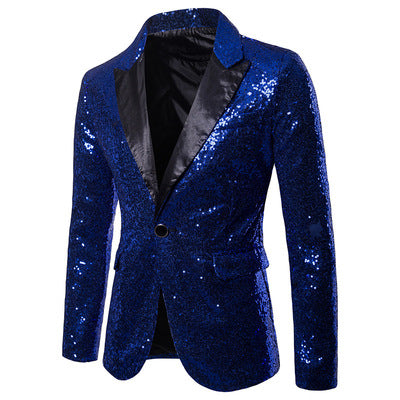 Men Glitter Sequin Suit Jackets Fancy Show Costume Party Coats Men Wedding Party Blazer Gentleman Button Dance Bling Formal Suit