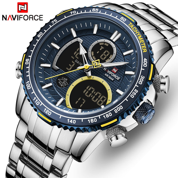 NAVIFORCE Men Watch Top Luxury Brand Big Dial Sport Watches Mens Chronograph Quartz Wristwatch Date Male Clock Relogio Masculino