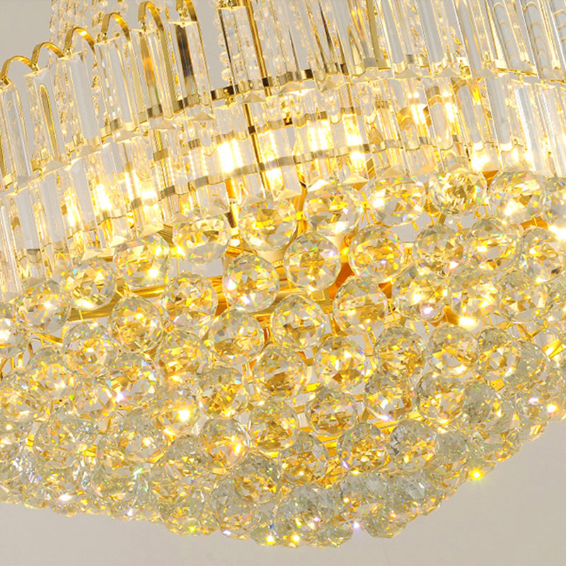 European Style Big Pendant Light for Villa Hotel Staircase Decoration K9 Crystal Golden Luxury Chandelier for High Ceiling