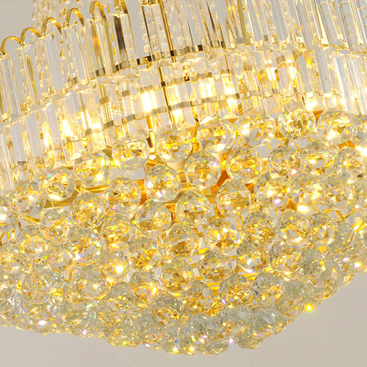 European Style Big Pendant Light for Villa Hotel Staircase Decoration K9 Crystal Golden Luxury Chandelier for High Ceiling