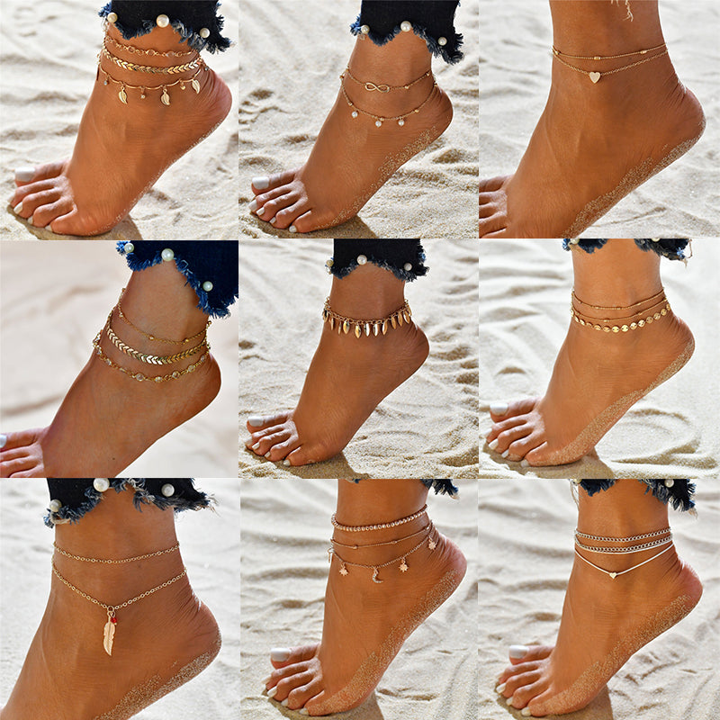 Wholesale Chain Anklet on the Leg Foot Bracelet Women Simple Slim Adjustable Wire Ankle Summer Beach Jewellery