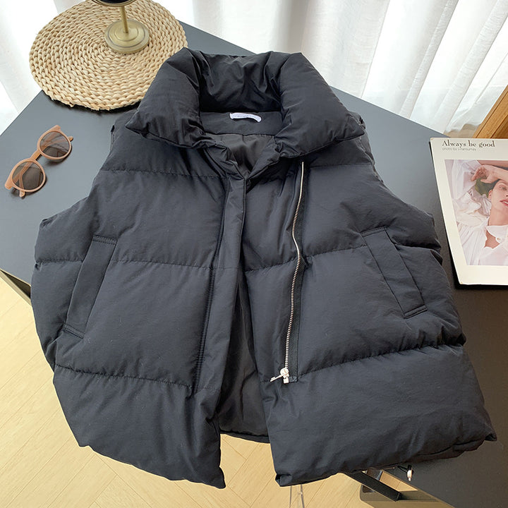 Women fashion light warm winter coats stand collar vest jacket