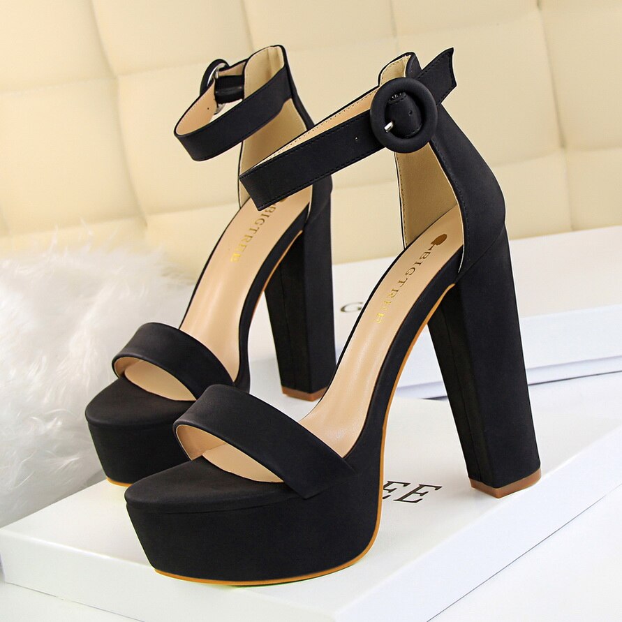 Bigtree womens pumps block high heels platform buckle Apparel & Accessories > Shoes