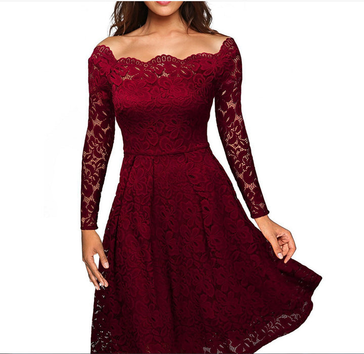 Long sleeves lace cocktail party dresses women clothing plus size in white