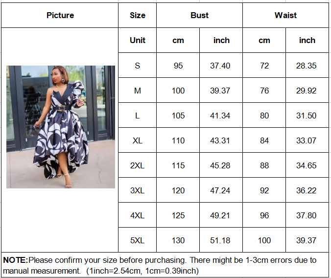 s to 5xl oblique shoulder skirt print long elegant dress for women