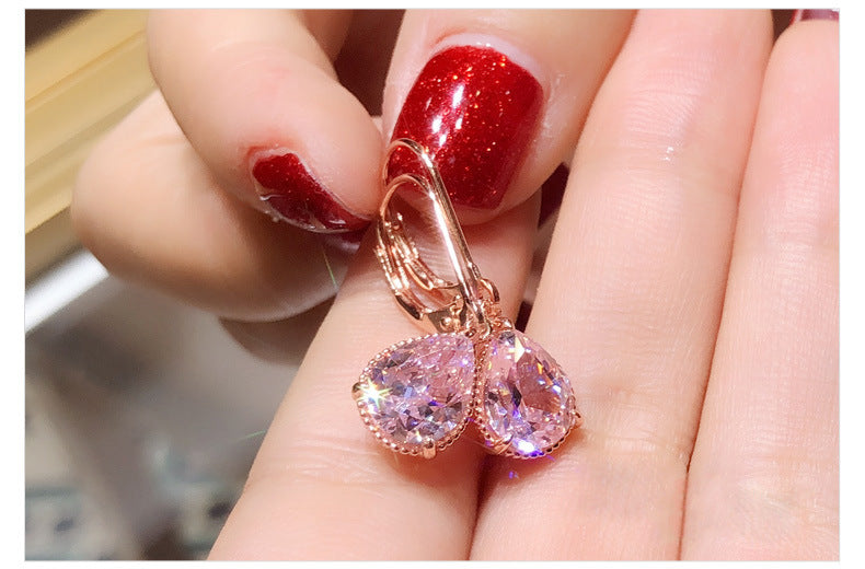 14k rose gold diamond garnet drop earrings pink topaz gemstone jewelry