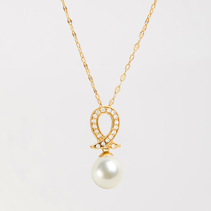 18k gold seawater akoya pearl scarf diamond gemstone womens pendant