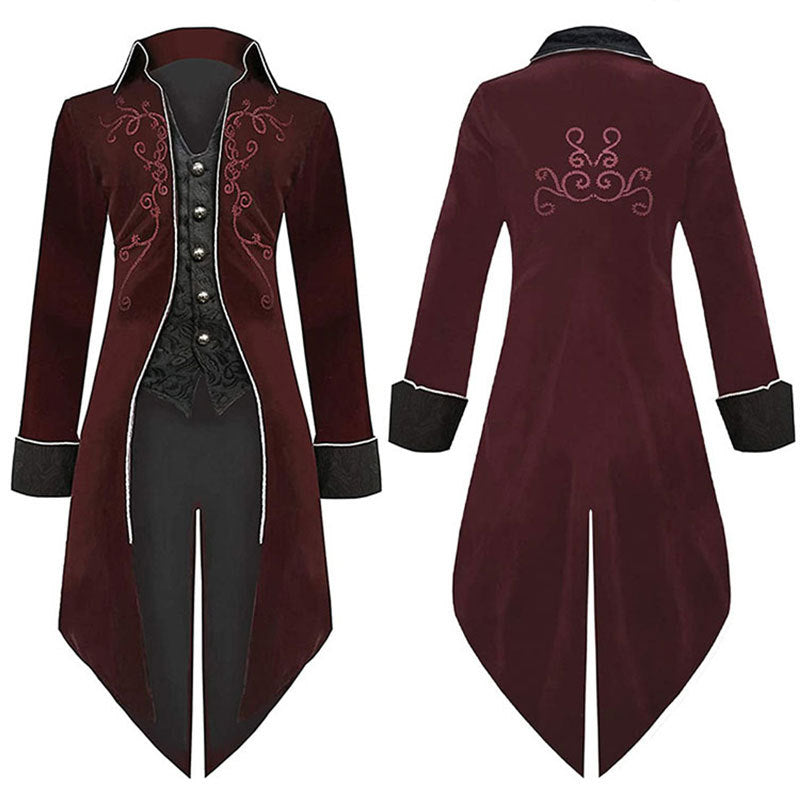 Mens steampunk costume tailcoat jacket gothic magician ringmaster coat