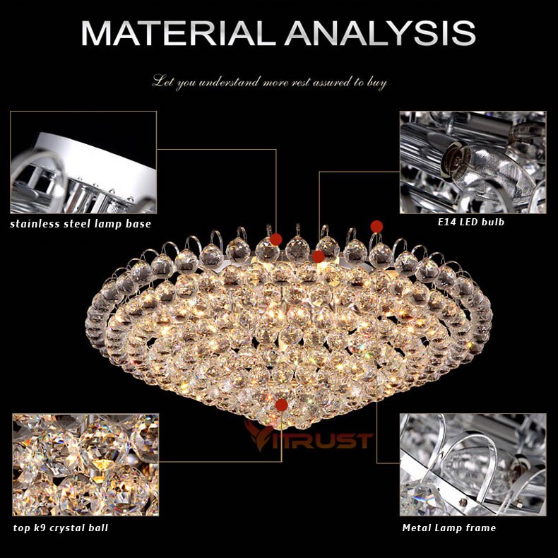 K9 Crystal LED Ceiling Light Fixture for Home Indoor Lighting Lustre De Cristal