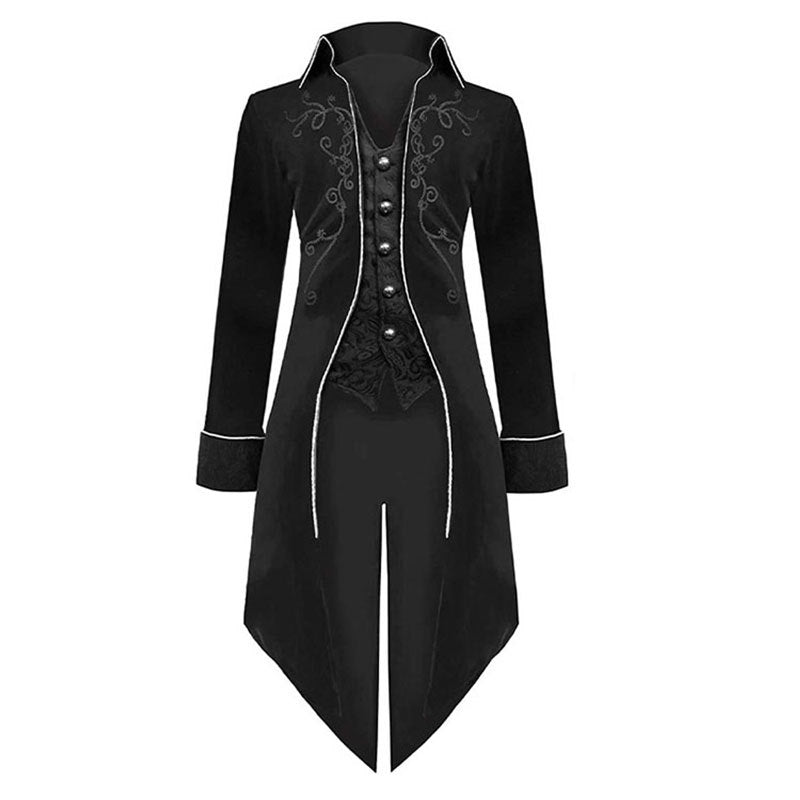 Mens steampunk costume tailcoat jacket gothic magician ringmaster coat