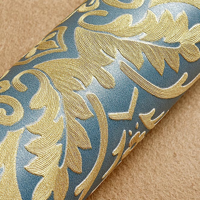 Luxury 3D Embossed Damascus Non-Woven Wallpaper Roll European Style Bedroom Living Room TV Background Wallpaper Gold Home Decor