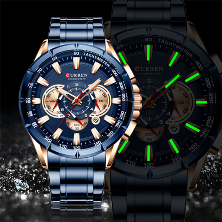 Mens-waterproof chronograph military stainless steel top brand luxury sport-watches