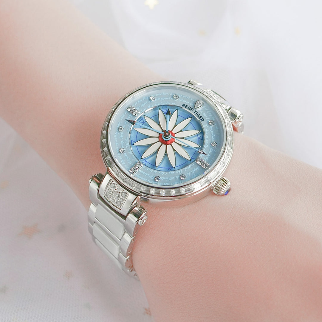 Fashion lily women watch diamonds bezel full stainless steel watch