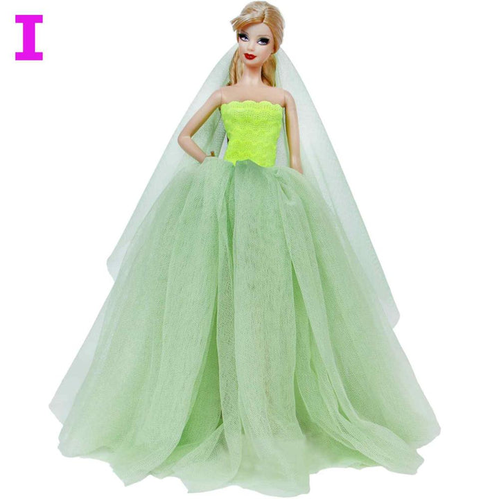 Handmade Wedding Doll Dress Princess Evening Party Ball Long Gown Skirt Bridal Veil Clothes for Barbie Doll Accessories DIY Toy