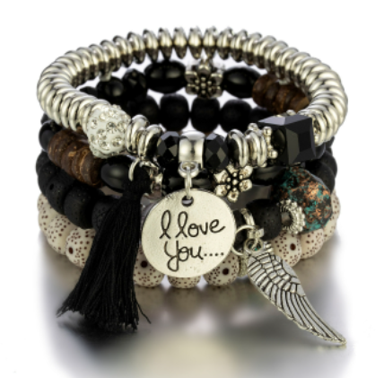 Bohemian multi layer beaded women bracelet trendy bodhi tassel