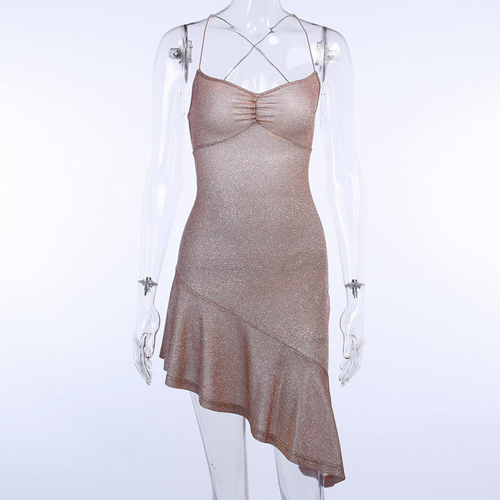 Hot summer sequined dress for women tank strap backless