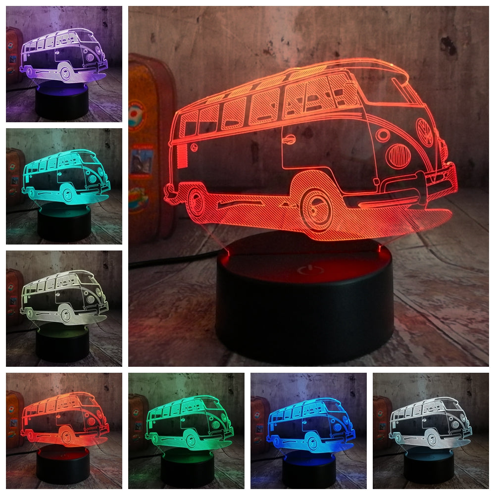 Remote control jeep car 7 color dimming gradient rgb 3d led night lamp décor