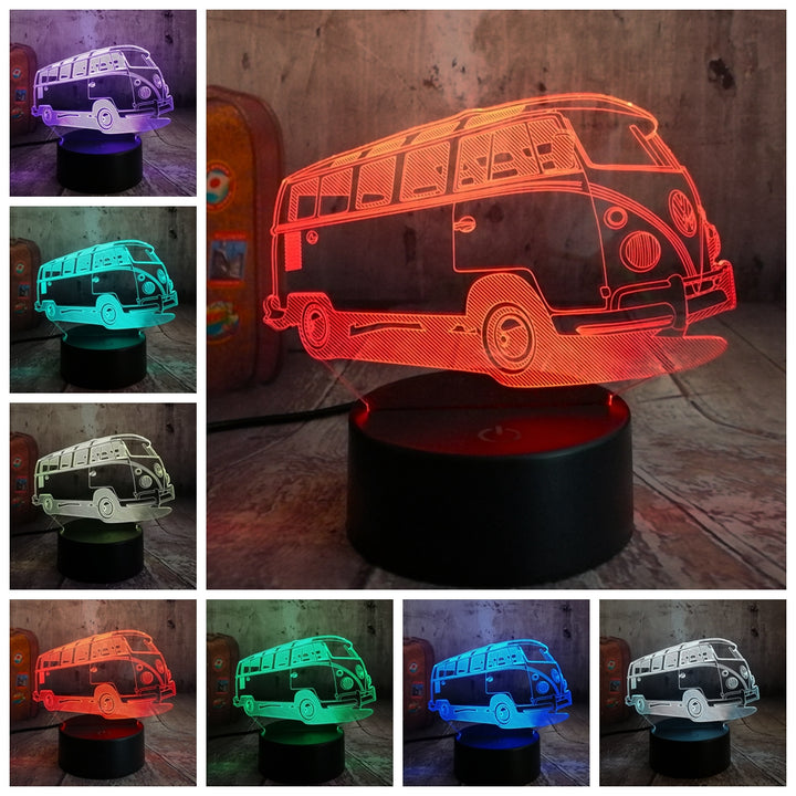 Remote control jeep car 7 color dimming gradient rgb 3d led night lamp décor