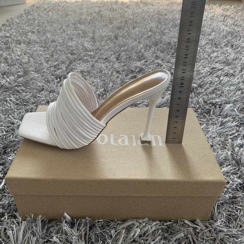 Women square toe mules thin high heels sandals Apparel & Accessories > Shoes