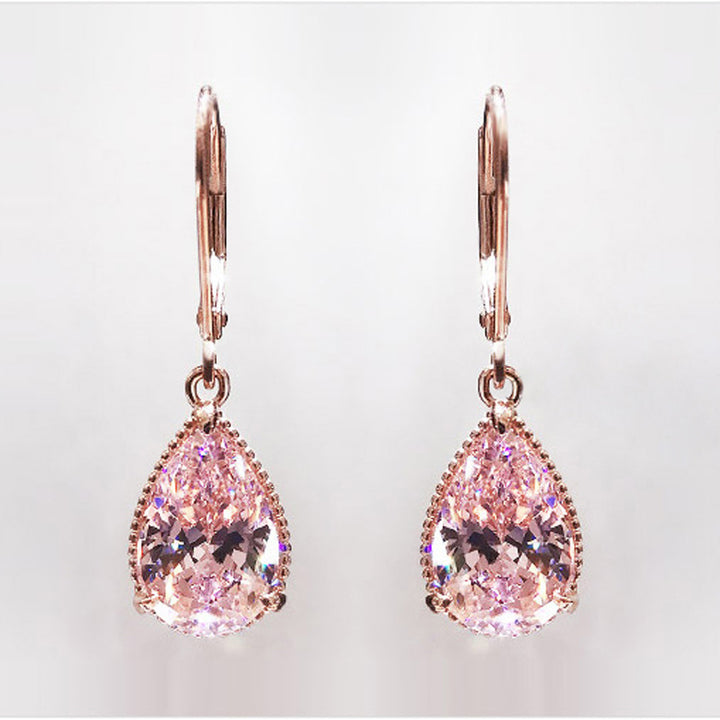 14k rose gold diamond garnet drop earrings pink topaz gemstone jewelry