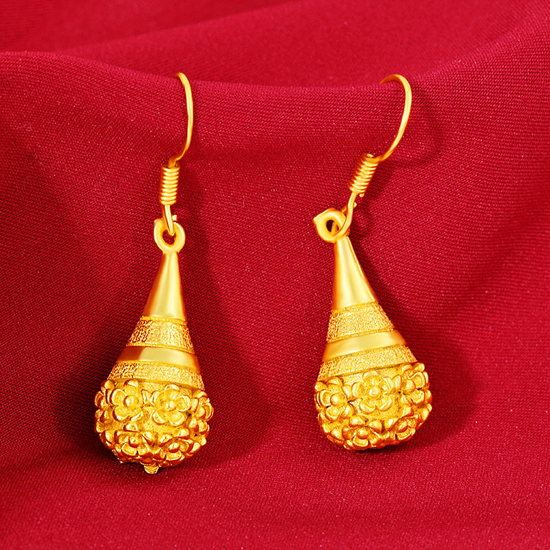 22k gold jewelry earring for women leaf fringes garnet