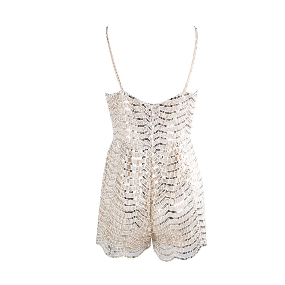 Beige sequin playsuit romper