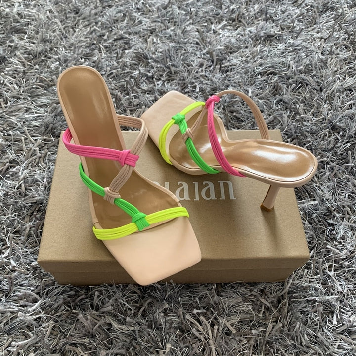 Sandals slippers women Apparel & Accessories > Shoes square toe high heels