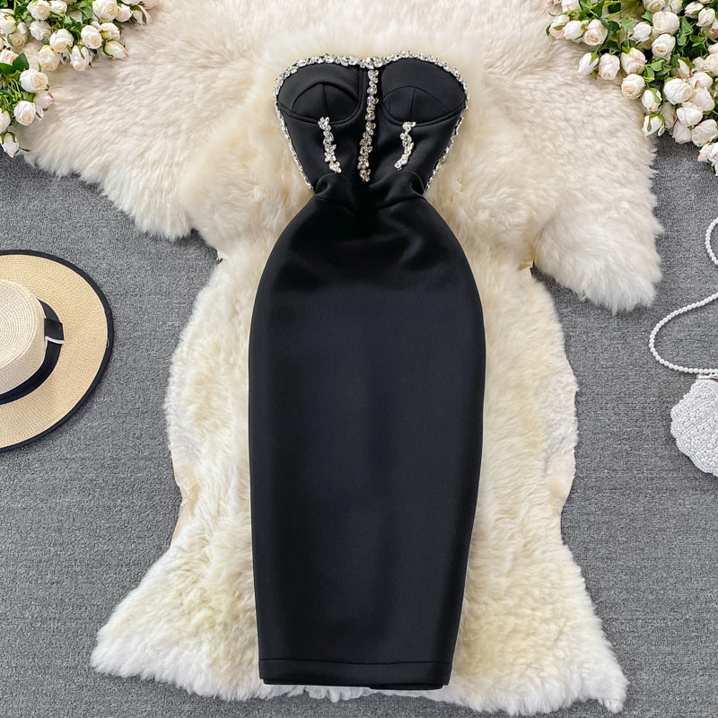 Womens sleeveless luxury party tube top dress clothes