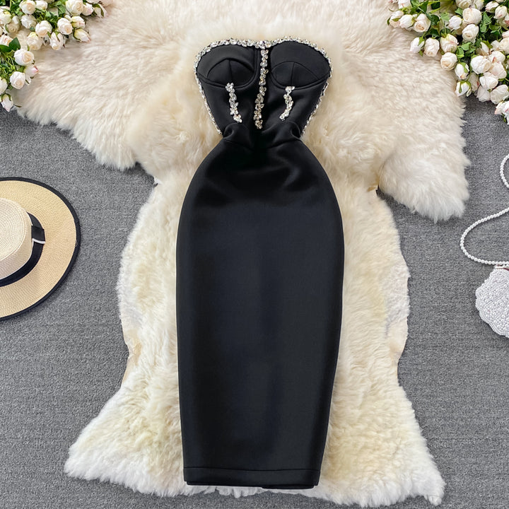 Womens sleeveless luxury party tube top dress clothes