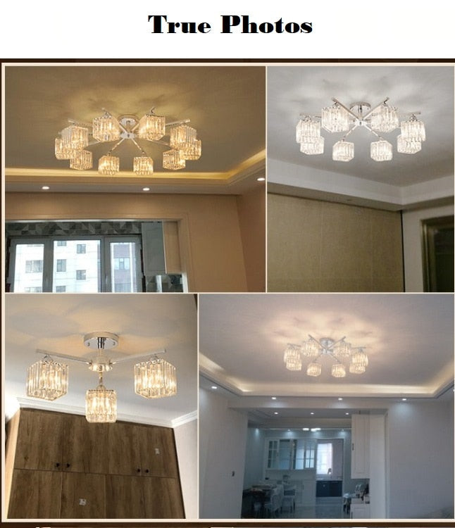 Modern Chrome Led Ceiling Chandelier Lighting Crystal