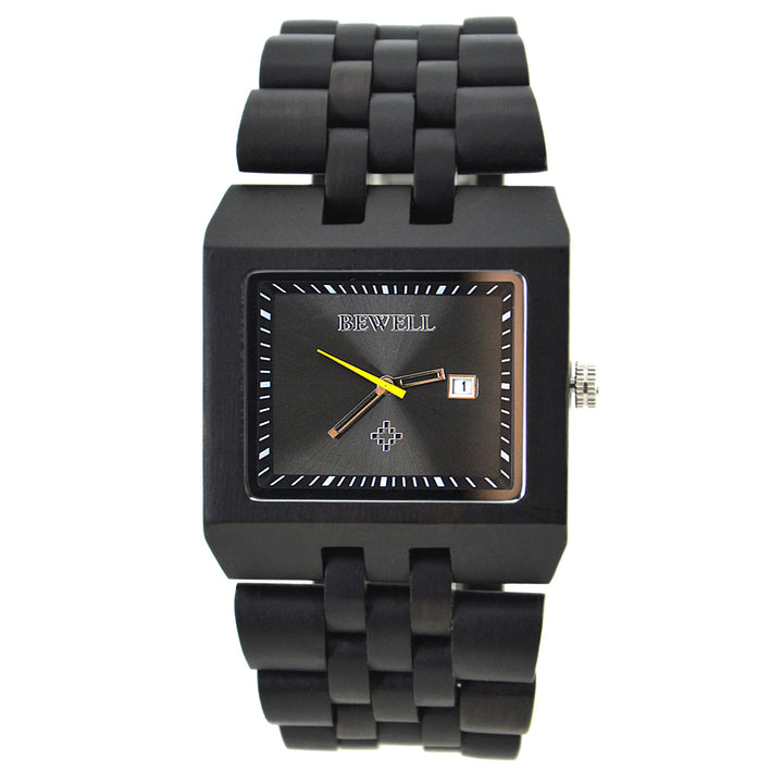 Movement wooden watch bewell with square face