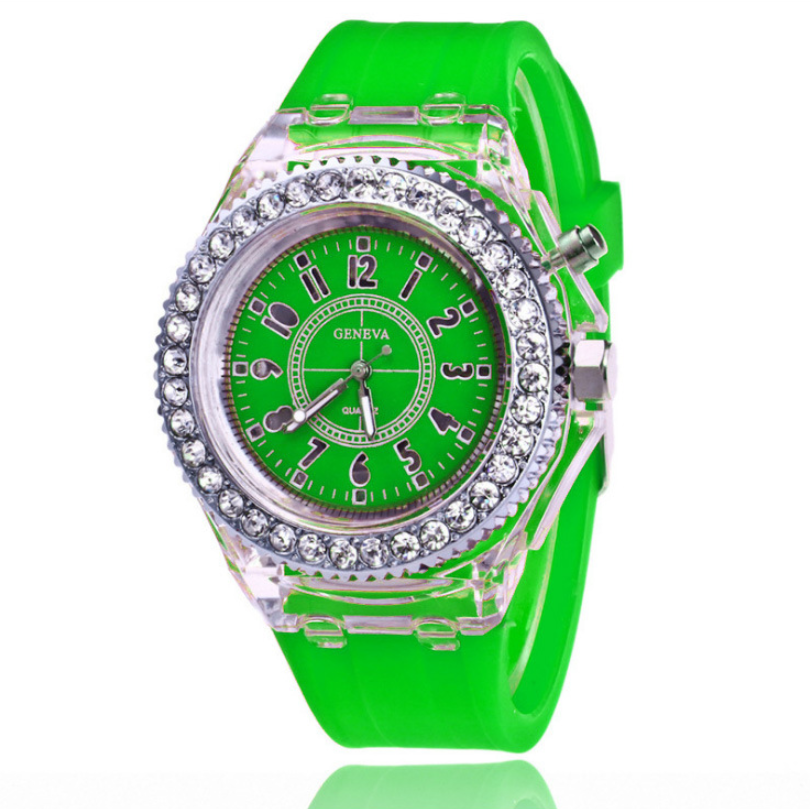 Fashion geneva led light mens quartz women silicone watch