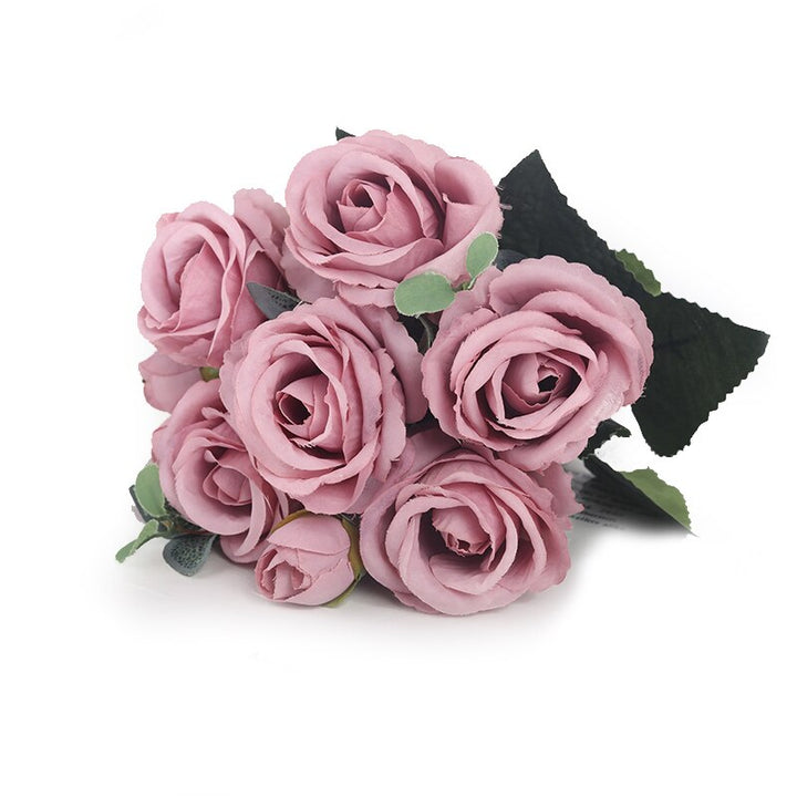 Beautiful artificial roses with 3 buds silk flower wedding decor wreath accessories