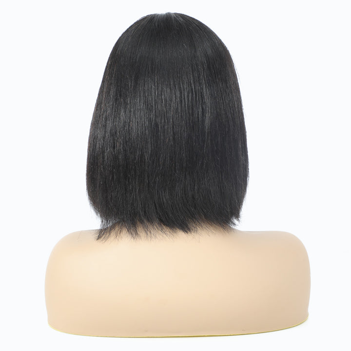 Womens*t part front lace short shoulder silk straight natural human hair wig