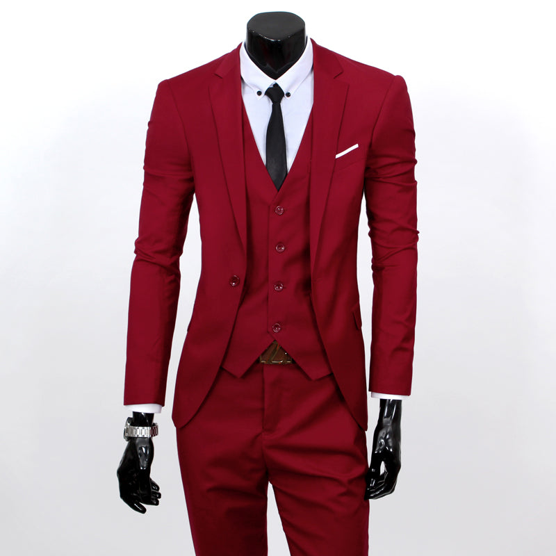 Blazers Pants Vest Set Mens Fashion Three Piece Suit Sets / Male Business Casual Coat Jacket Waistcoat Trousers Blazer