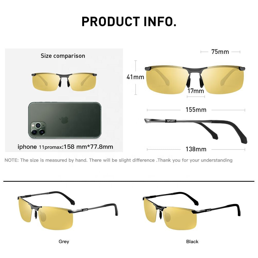 CAPONI Night Vision Sunglasses Polarized Photochromic Sun Glasses for Men UV Protect Yellow Driving Sports Glasses BSYS3066