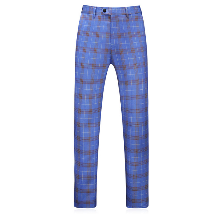 Double Breasted Plaid Suit for Men Light Blue Mens Suits 2021 Slim Fit Masculino Groom Wedding Suit Man