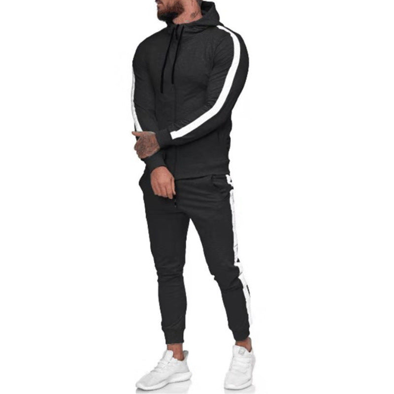 KX-TZ01 New Fashion Stitching 2 Piece Joggers Suits Long Sleeve Sweatsuit Tracksuit Set Blank Hooded Mens Sweat Suits