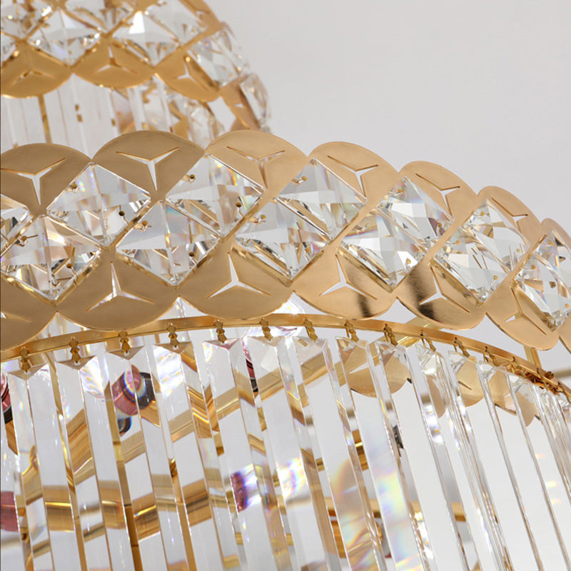 Golden large staircase chandeliers lighting luster luxury decor k9 crystal